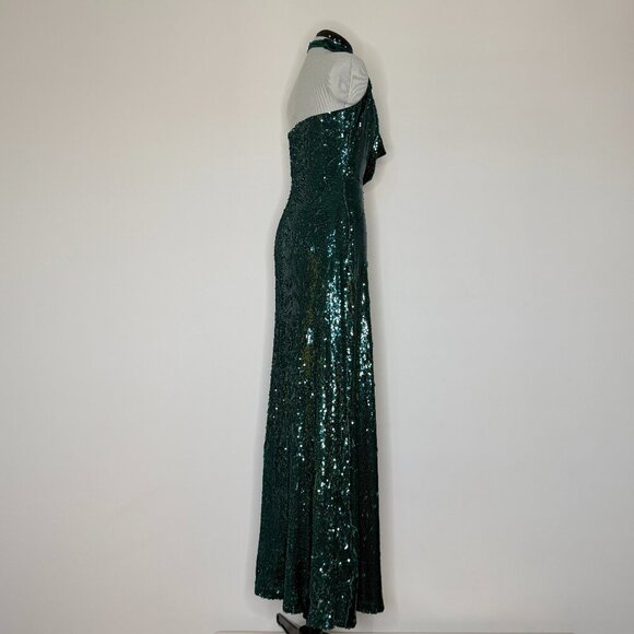 Halston Tova Sequin Cowl Neck Gown - Picture 3 of 12
